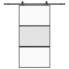 Sliding Door with Hardware Set Black 102.5x205 cm Tempered Glass
