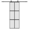 Sliding Door with Hardware Set Black 76x205 cm Tempered Glass