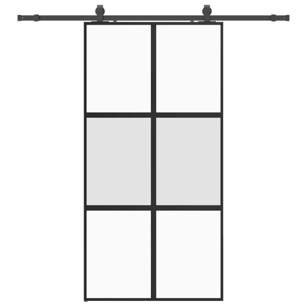 Sliding Door with Hardware Set Black 102.5x205 cm Tempered Glass