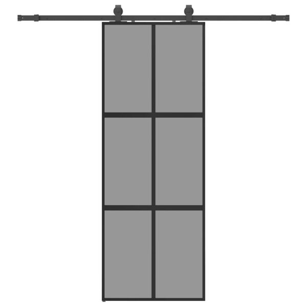 Sliding Door with Hardware Set Black 76x205 cm Tempered Glass