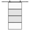 Sliding Door with Hardware Set Black 102.5x205 cm Tempered Glass