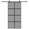 Sliding Door with Hardware Set Black 102.5x205 cm Tempered Glass