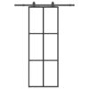 Sliding Door with Hardware Set Black 76x205 cm ESG Glass