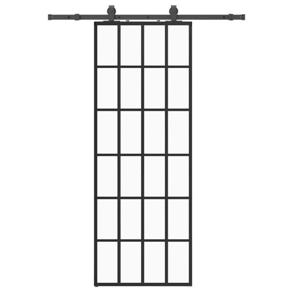 Sliding Door with Hardware Set Black 76x205 cm ESG Glass