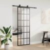 Sliding Door with Hardware Set Black 76x205 cm ESG Glass