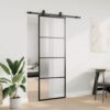Sliding Door with Hardware Set Black 76x205 cm ESG Glass