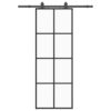 Sliding Door with Hardware Set Black 76x205 cm ESG Glass
