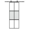 Sliding Door with Hardware Set Black 76x205 cm Tempered Glass