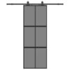 Sliding Door with Hardware Set Black 76x205 cm Tempered Glass