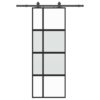 Sliding Door with Hardware Set Black 76x205 cm Tempered Glass