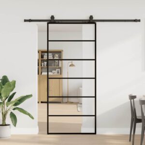 Sliding Door with Hardware Set Black 90x205 cm ESG Glass