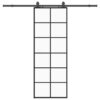 Sliding Door with Hardware Set Black 76x205 cm ESG Glass