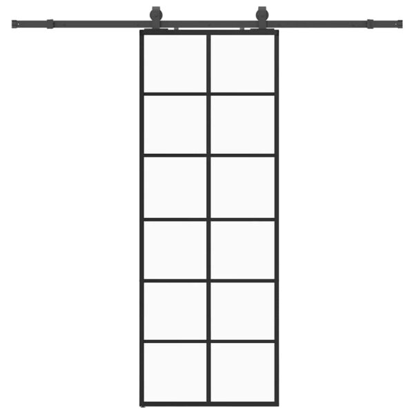 Sliding Door with Hardware Set Black 76x205 cm ESG Glass