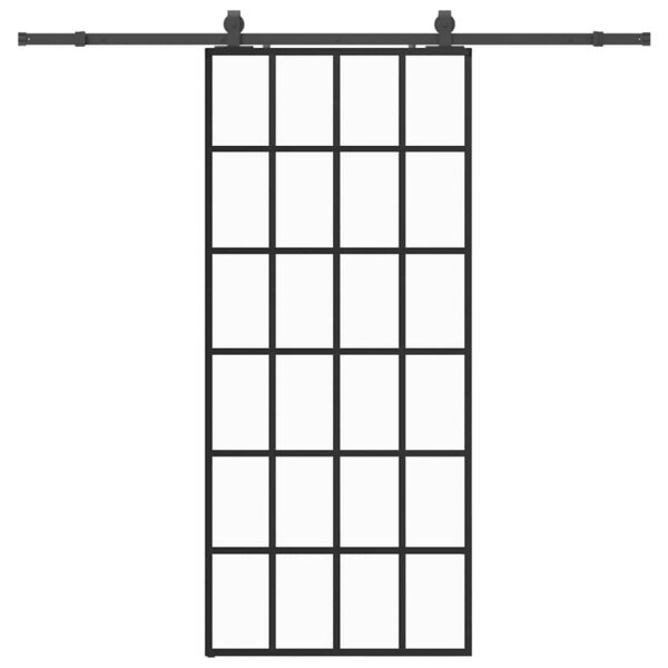 Sliding Door with Hardware Set Black 90x205 cm ESG Glass