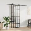 Sliding Door with Hardware Set Black 90x205 cm ESG Glass
