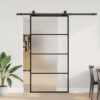 Sliding Door with Hardware Set Black 102.5x205 cm ESG Glass