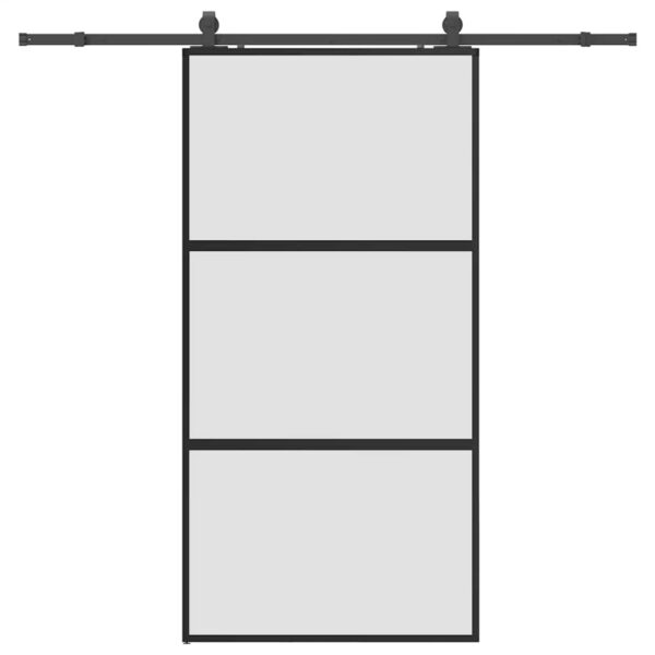 Sliding Door with Hardware Set Black 102.5x205 cm Tempered Glass