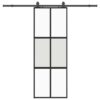 Sliding Door with Hardware Set Black 76x205 cm Tempered Glass