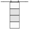 Sliding Door with Hardware Set Black 76x205 cm Tempered Glass