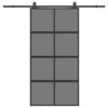 Sliding Door with Hardware Set Black 102.5x205 cm Tempered Glass