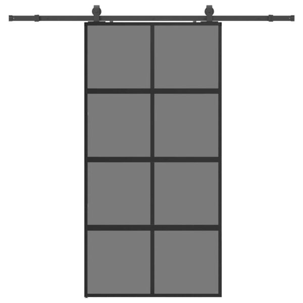 Sliding Door with Hardware Set Black 102.5x205 cm Tempered Glass