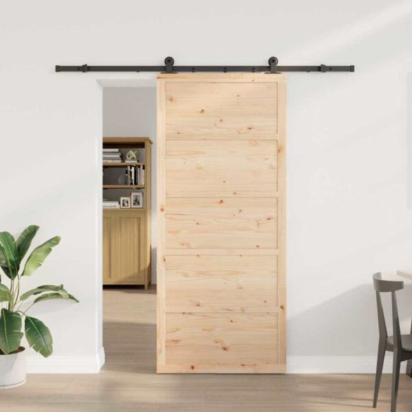 Sliding Door Brown 100 x 208 cm Solid pine wood