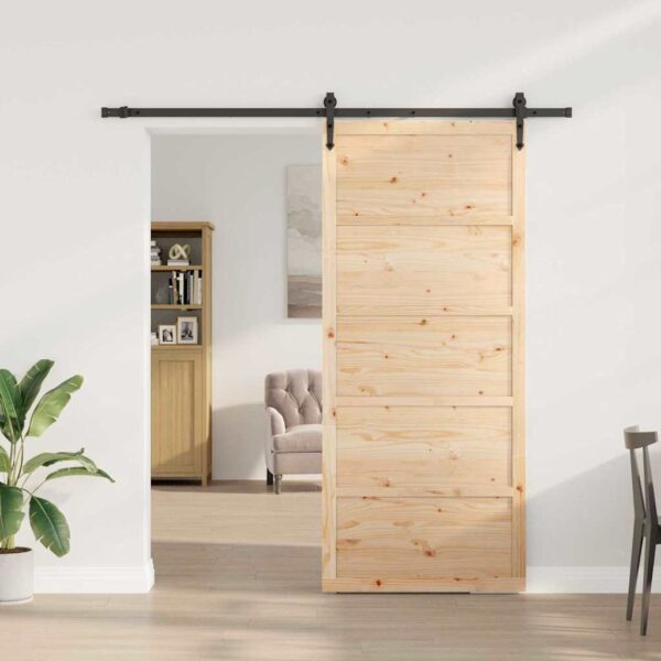 Sliding Door Brown 80 x 208 cm Solid pine wood
