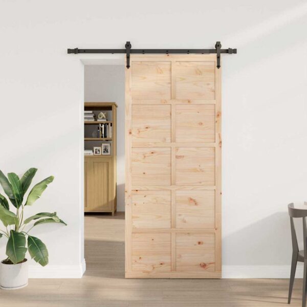 Sliding Door Brown 80 x 208 cm Solid pine wood