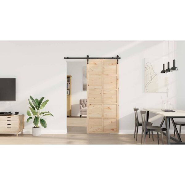 Sliding Door Brown 80 x 208 cm Solid pine wood