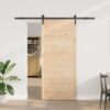 Sliding Door Brown 90 x 208 cm Solid pine wood