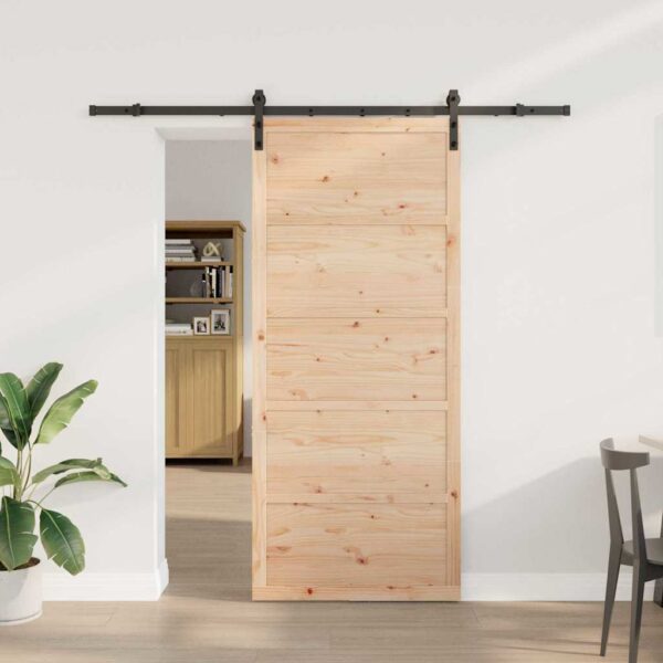 Sliding Door Brown 90 x 208 cm Solid pine wood