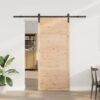 Sliding Door Brown 80 x 208 cm Solid pine wood