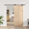 Sliding Door Brown 100 x 208 cm Solid pine wood
