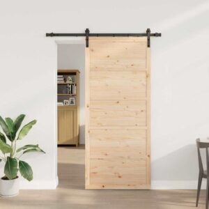 Sliding Door Brown 80 x 208 cm Solid pine wood