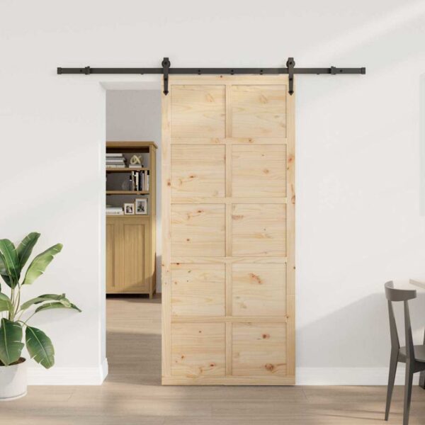 Sliding Door Brown 100 x 208 cm Solid pine wood