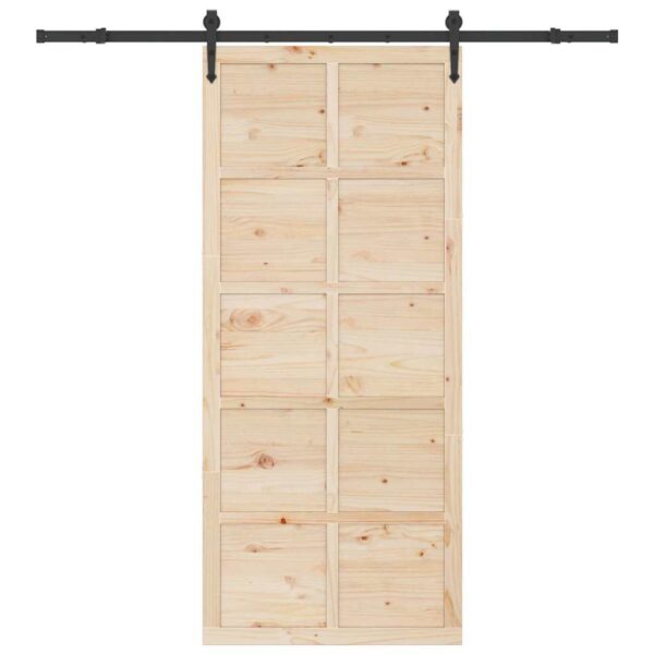 Sliding Door Brown 100 x 208 cm Solid pine wood