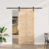 Sliding Door Brown 100 x 208 cm Solid pine wood