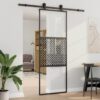 Sliding Door Black 76 x 205 cm Tempered glass and Aluminium