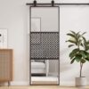 Sliding Door Black 76 x 205 cm Tempered glass and Aluminium