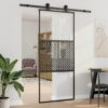Sliding Door Black 90 x 205 cm Tempered glass and Aluminium