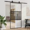 Sliding Door Black 102.5 x 205 cm Tempered glass and Aluminium