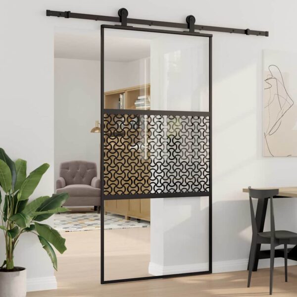 Sliding Door Black 102.5 x 205 cm Tempered glass and Aluminium
