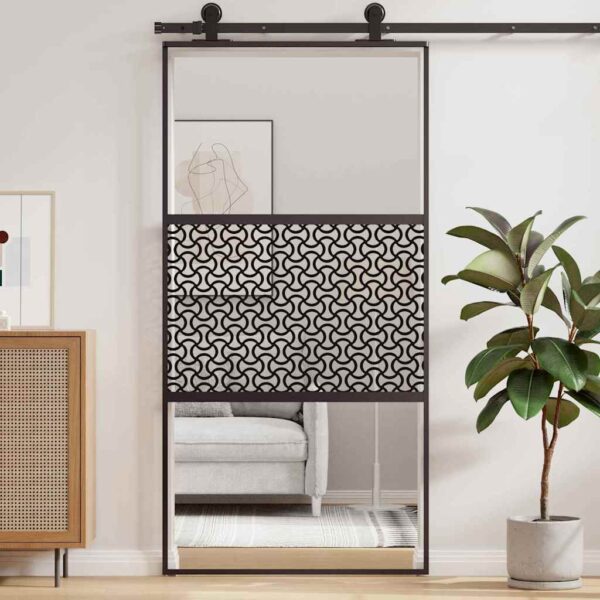 Sliding Door Black 102.5 x 205 cm Tempered glass and Aluminium