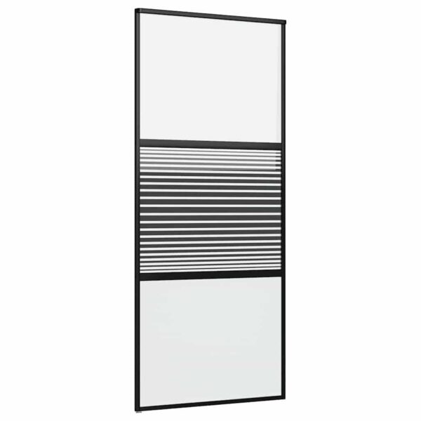 Sliding Door Black 90 x 205 cm Tempered glass and Aluminium