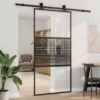 Sliding Door Black 102.5 x 205 cm Tempered glass and Aluminium