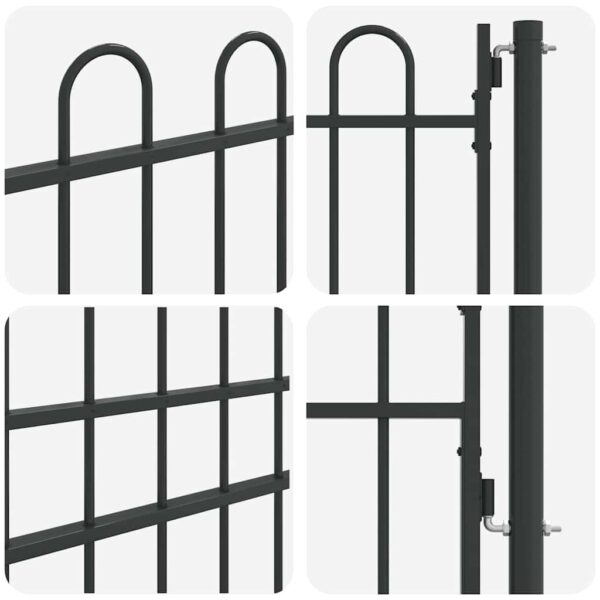 Fence Gate Grey 100 x 200 cm Powder coated steel