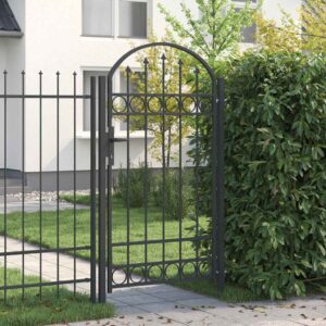 Fence Gate Grey 100 x 175 cm Powder-coated steel