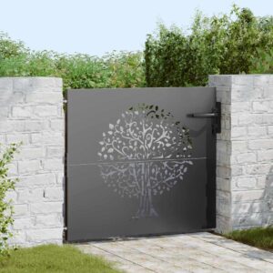 Garden Gate with Lock Black 100 x 100 cm Powder-coated steel