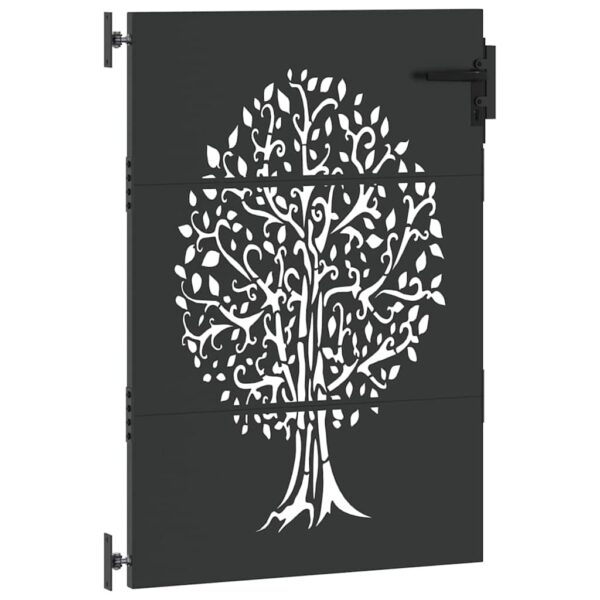 Garden Gate with Lock Black 100 x 125 cm Powder-coated steel
