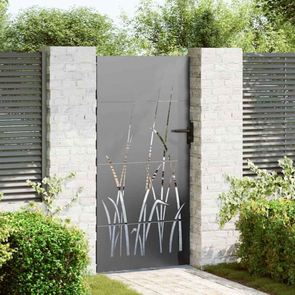 Garden Gate with Lock Black 85 x 200 cm Powder-coated steel